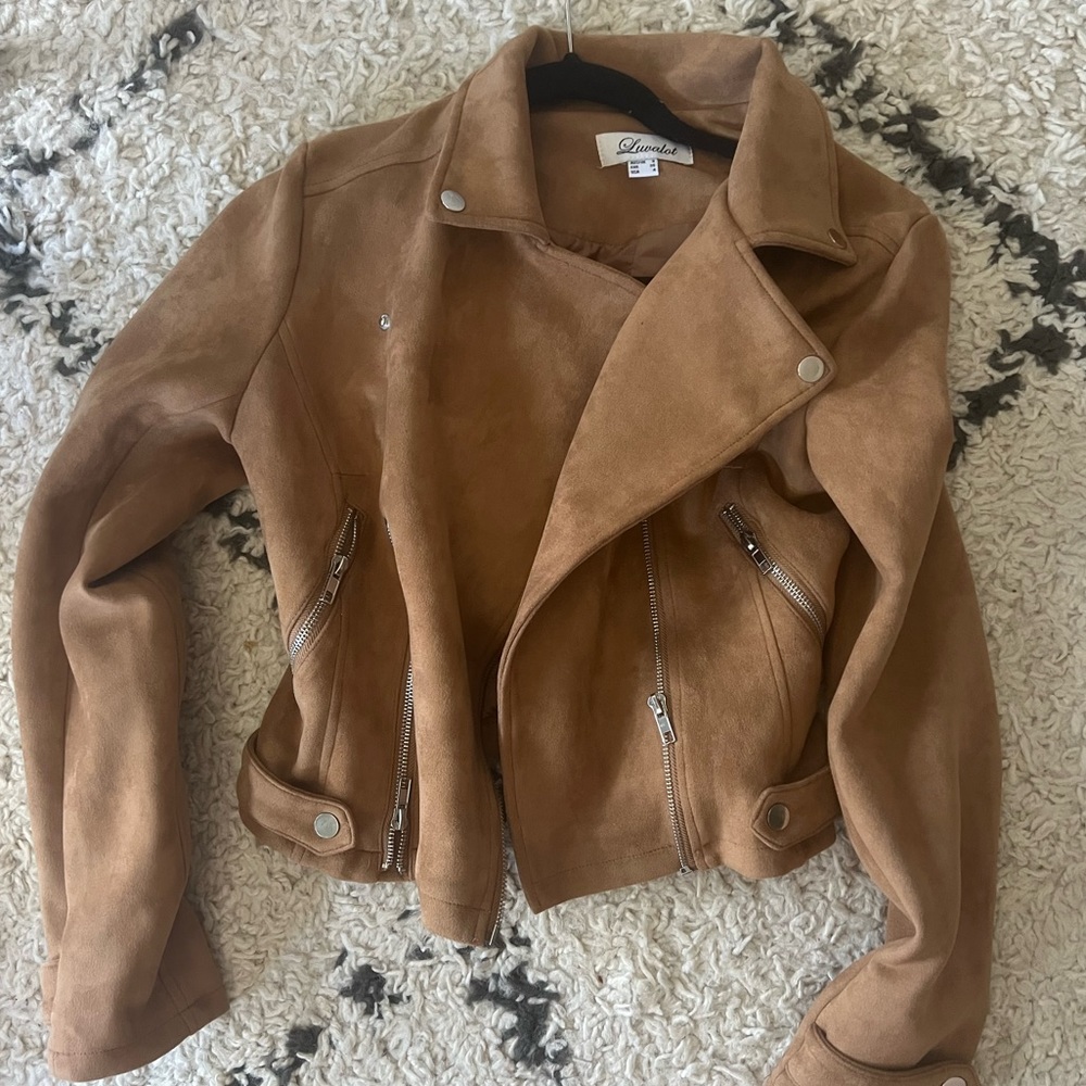 Stylish & Versatile Brown Suede Bomber Jacket, Size 4 - Only Worn Twice!